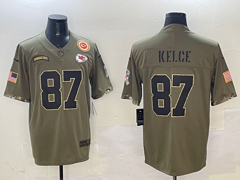 Men Kansas City Chiefs #87 Kelce Green Nike 2025 Salute to Service Limited NFL Jersey style 3->kansas city chiefs->NFL Jersey